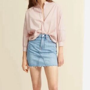 Everlane The Collarless Air Button Down Shirt | Light Pink Rose, Size 12
